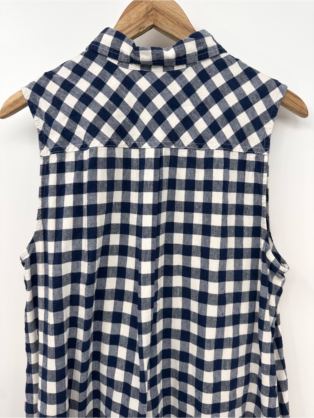 Land's End Navy & White Gingham Midi Shirtdress with Pockets Size 14 - Picture 6 of 9